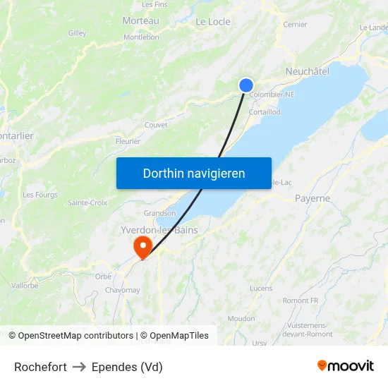 Rochefort to Ependes (Vd) map