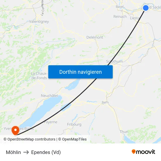Möhlin to Ependes (Vd) map