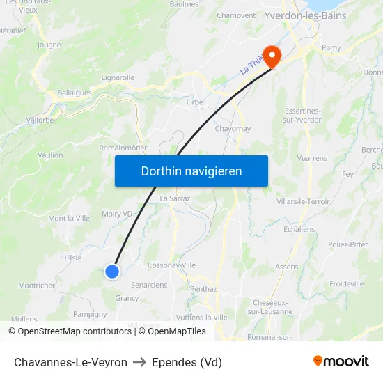 Chavannes-Le-Veyron to Ependes (Vd) map