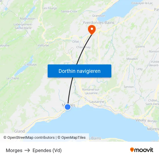 Morges to Ependes (Vd) map
