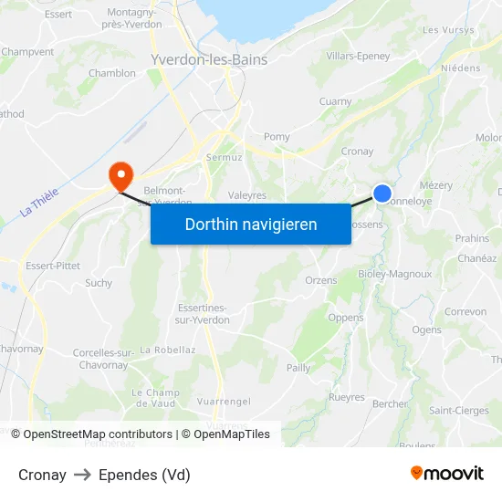 Cronay to Ependes (Vd) map