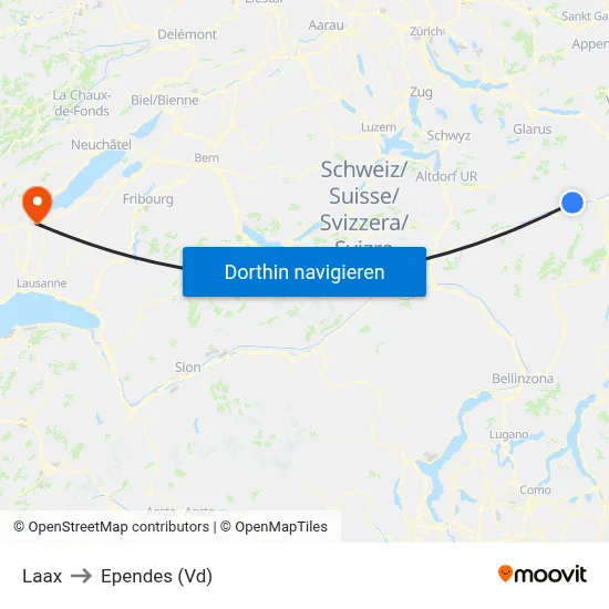 Laax to Ependes (Vd) map