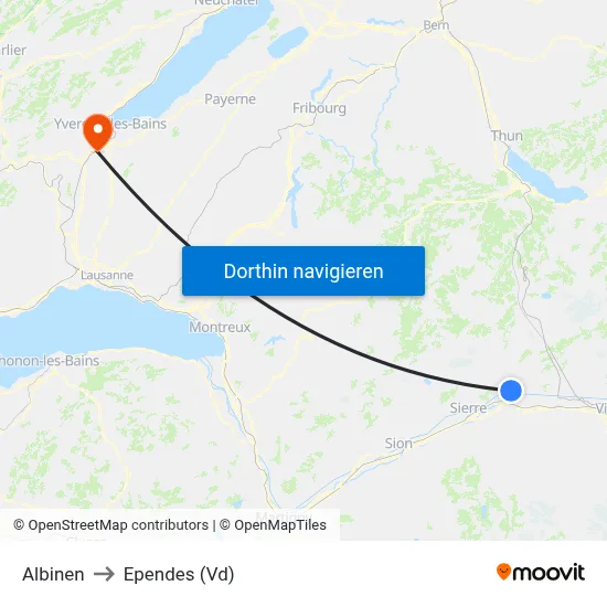 Albinen to Ependes (Vd) map