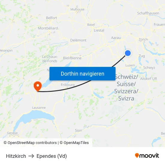 Hitzkirch to Ependes (Vd) map