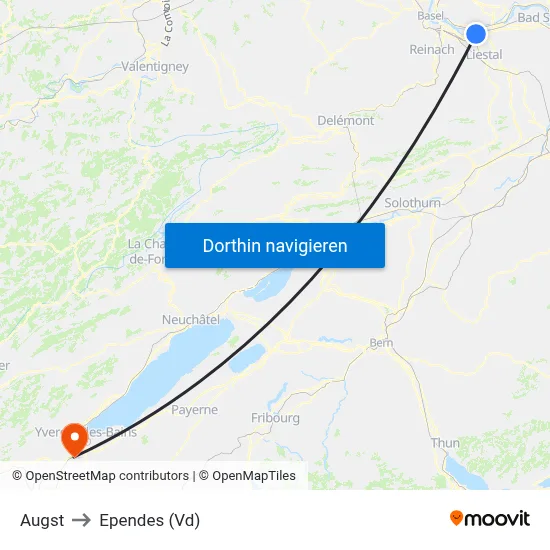 Augst to Ependes (Vd) map