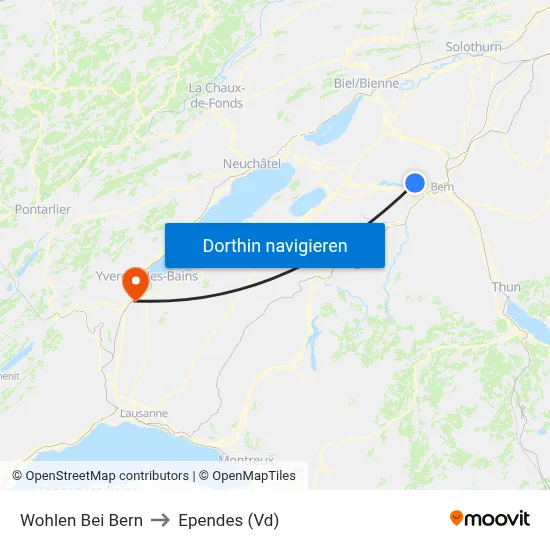 Wohlen Bei Bern to Ependes (Vd) map