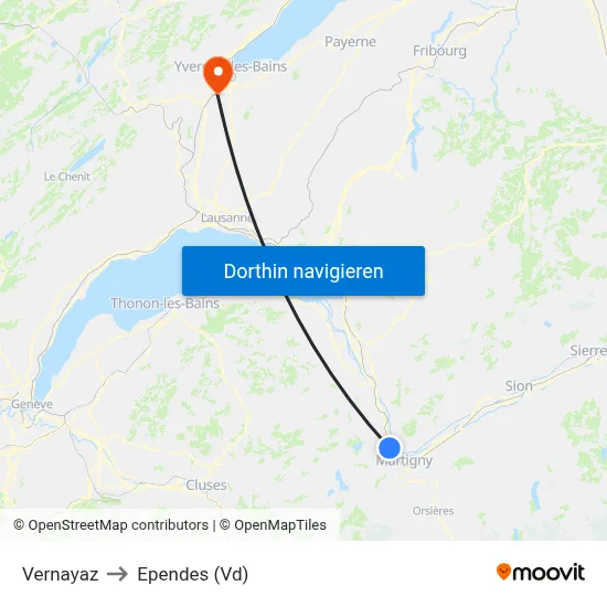 Vernayaz to Ependes (Vd) map