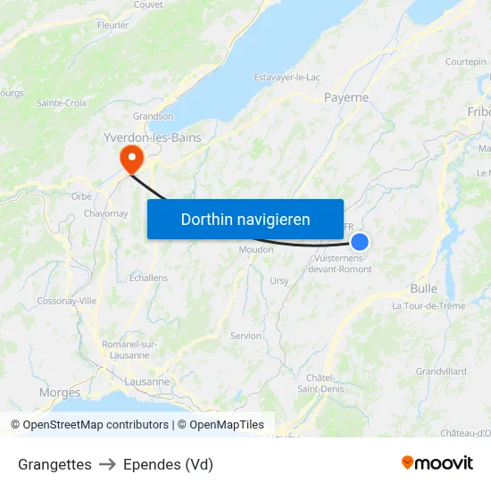 Grangettes to Ependes (Vd) map