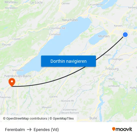 Ferenbalm to Ependes (Vd) map