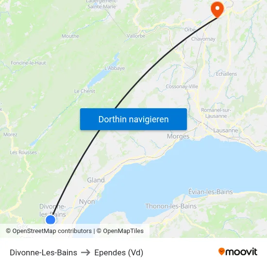 Divonne-Les-Bains to Ependes (Vd) map