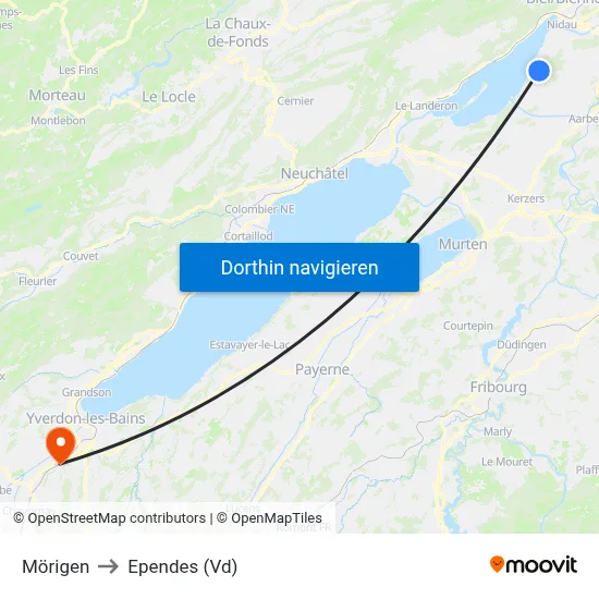 Mörigen to Ependes (Vd) map