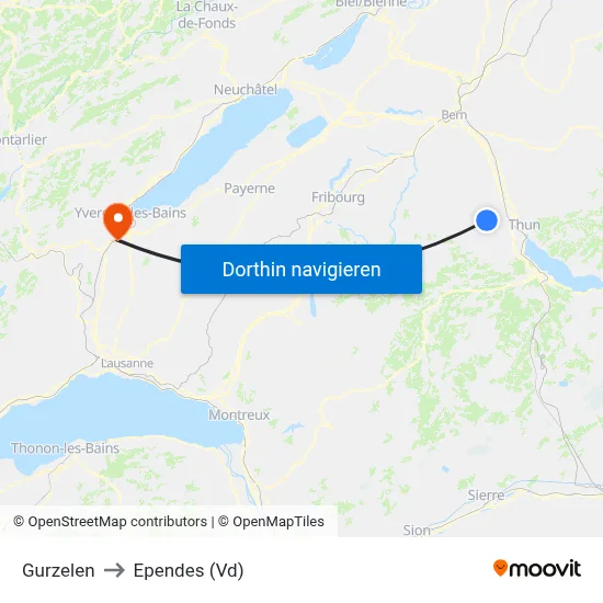 Gurzelen to Ependes (Vd) map