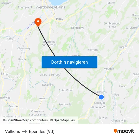 Vulliens to Ependes (Vd) map