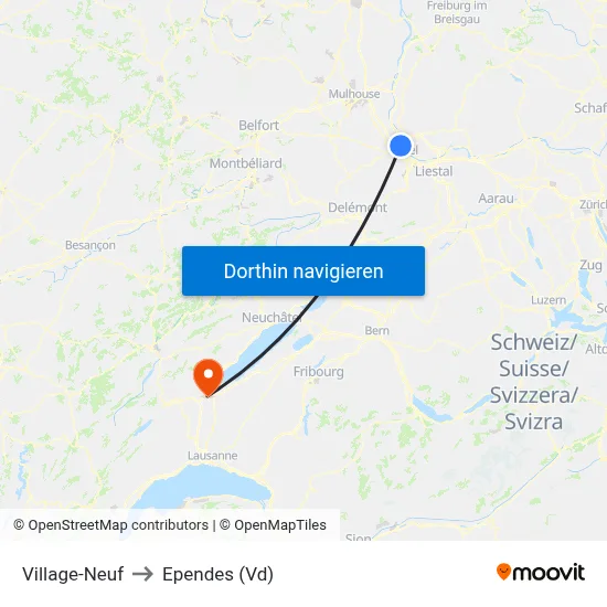 Village-Neuf to Ependes (Vd) map