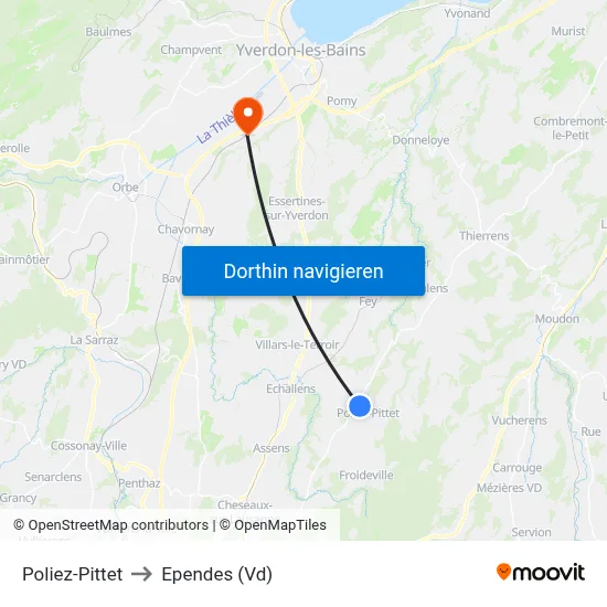 Poliez-Pittet to Ependes (Vd) map