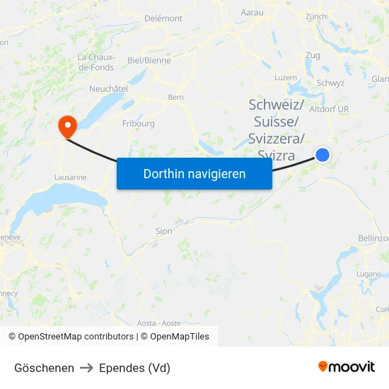 Göschenen to Ependes (Vd) map