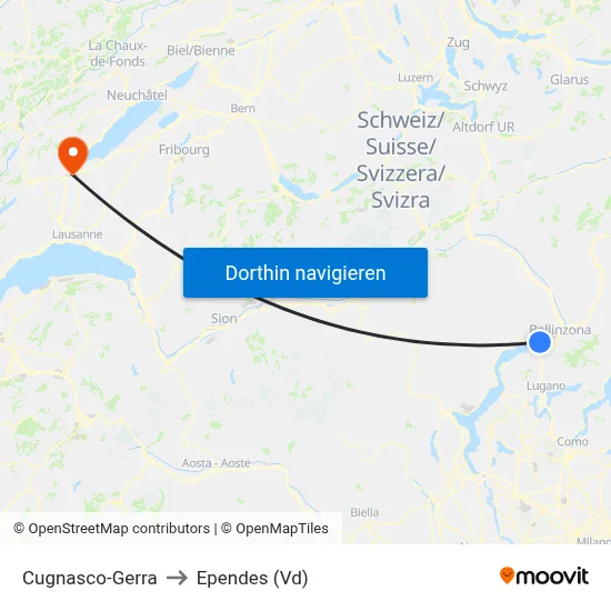 Cugnasco-Gerra to Ependes (Vd) map