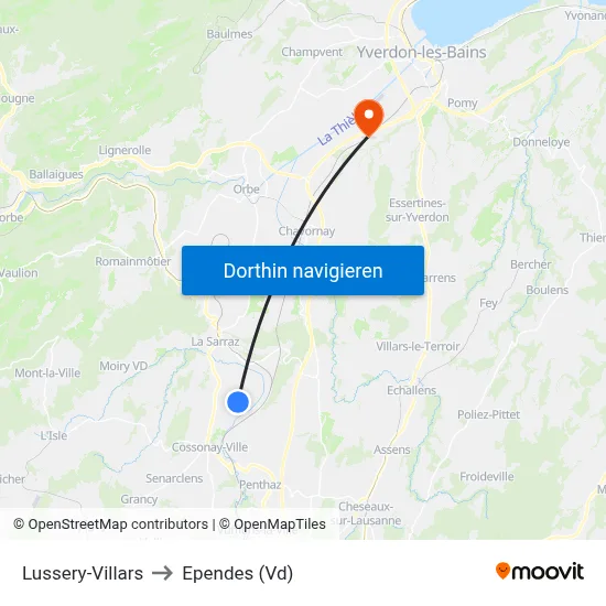Lussery-Villars to Ependes (Vd) map