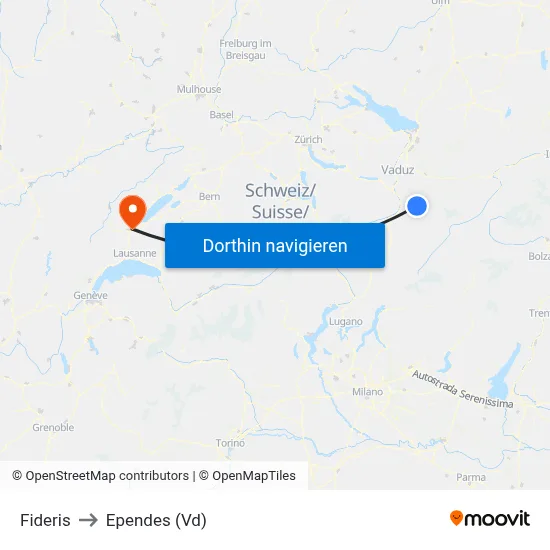 Fideris to Ependes (Vd) map