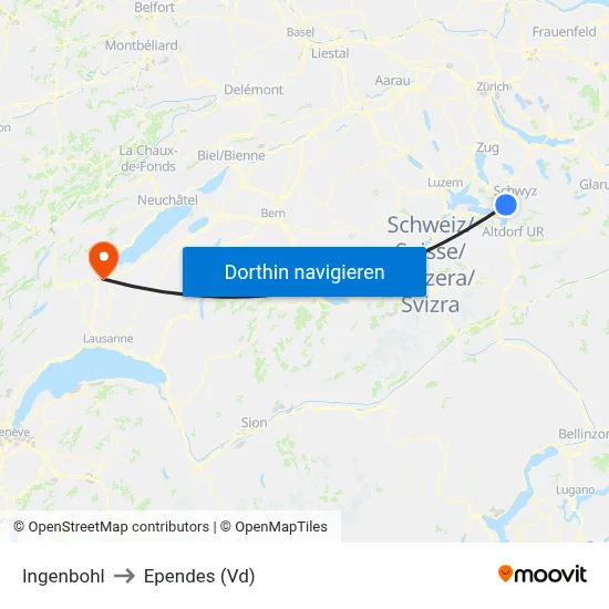 Ingenbohl to Ependes (Vd) map