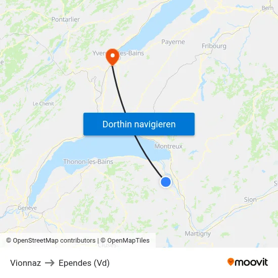 Vionnaz to Ependes (Vd) map