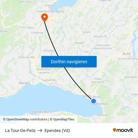 La Tour-De-Peilz to Ependes (Vd) map