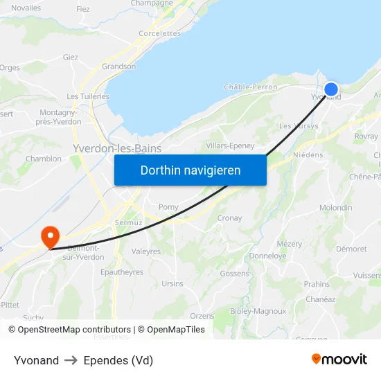 Yvonand to Ependes (Vd) map