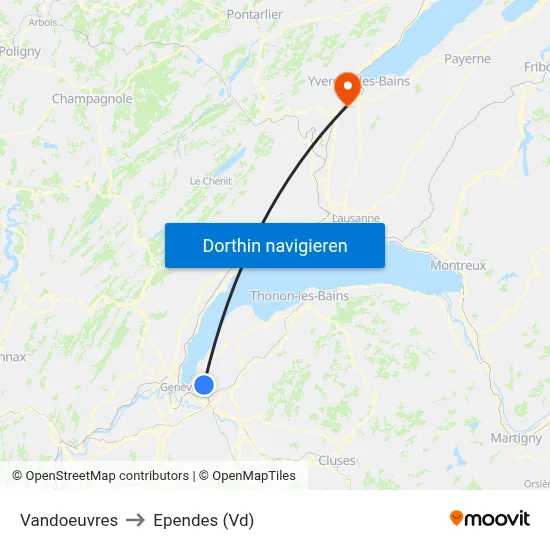 Vandoeuvres to Ependes (Vd) map