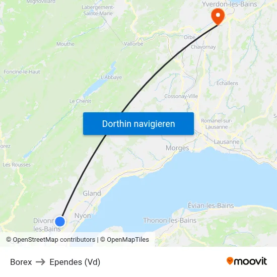 Borex to Ependes (Vd) map