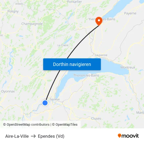 Aire-La-Ville to Ependes (Vd) map