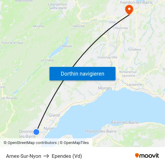 Arnex-Sur-Nyon to Ependes (Vd) map