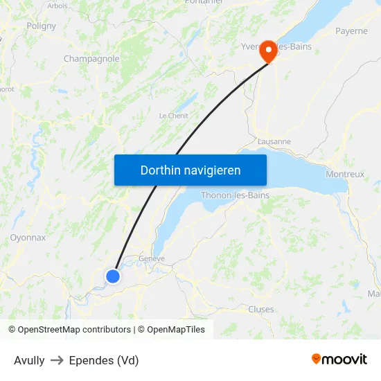 Avully to Ependes (Vd) map