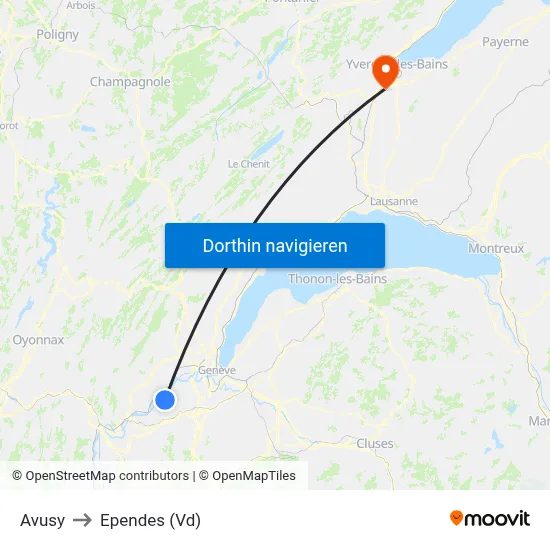 Avusy to Ependes (Vd) map