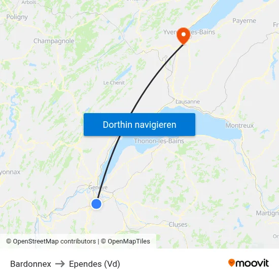 Bardonnex to Ependes (Vd) map