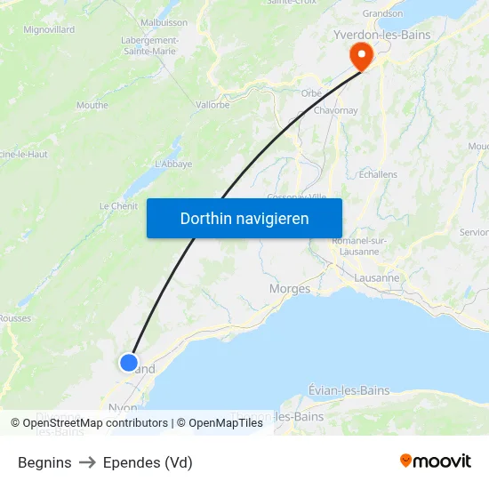 Begnins to Ependes (Vd) map