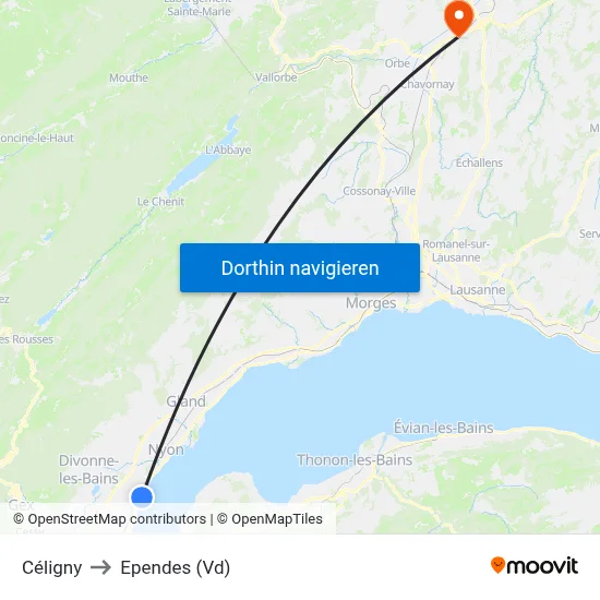 Céligny to Ependes (Vd) map