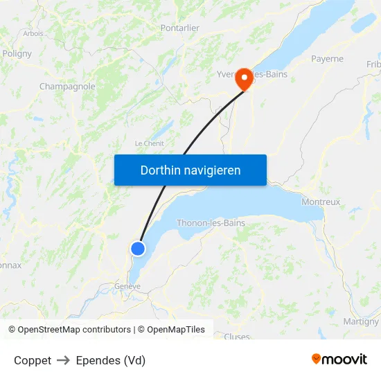 Coppet to Ependes (Vd) map