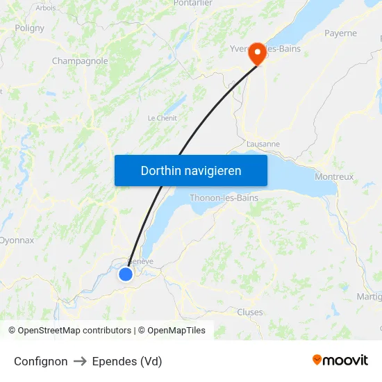 Confignon to Ependes (Vd) map