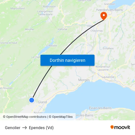 Genolier to Ependes (Vd) map