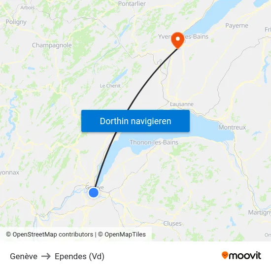 Genève to Ependes (Vd) map