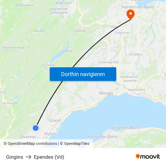 Gingins to Ependes (Vd) map