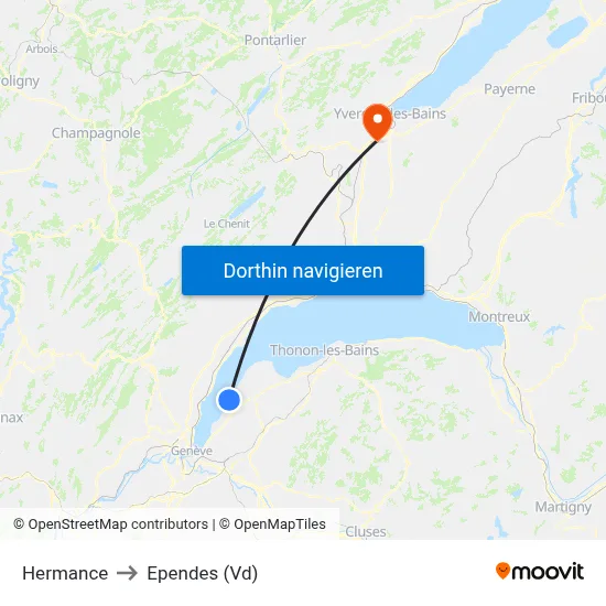 Hermance to Ependes (Vd) map