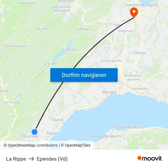 La Rippe to Ependes (Vd) map