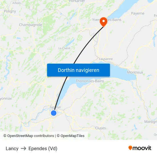Lancy to Ependes (Vd) map