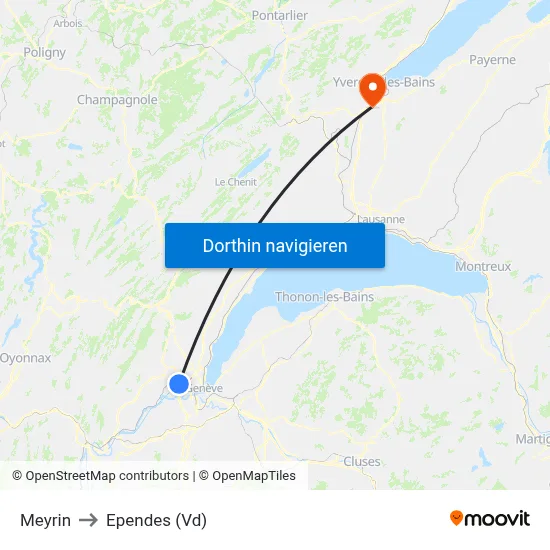 Meyrin to Ependes (Vd) map