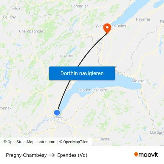 Pregny-Chambésy to Ependes (Vd) map