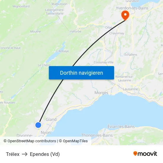 Trélex to Ependes (Vd) map