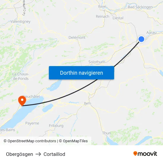 Obergösgen to Cortaillod map