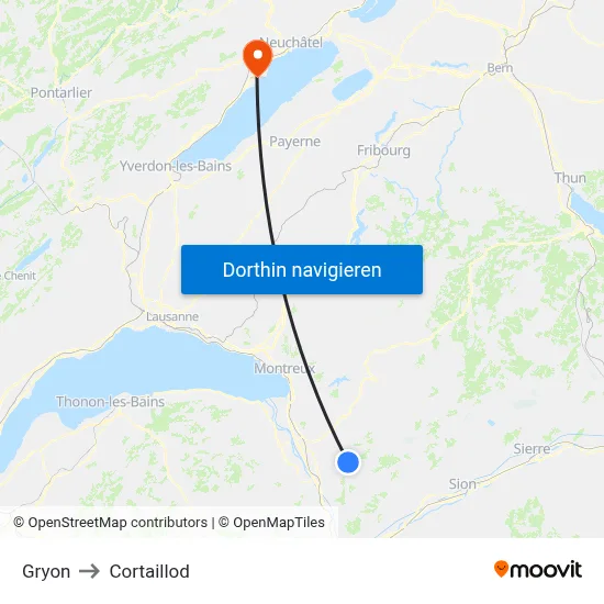 Gryon to Cortaillod map