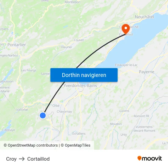 Croy to Cortaillod map